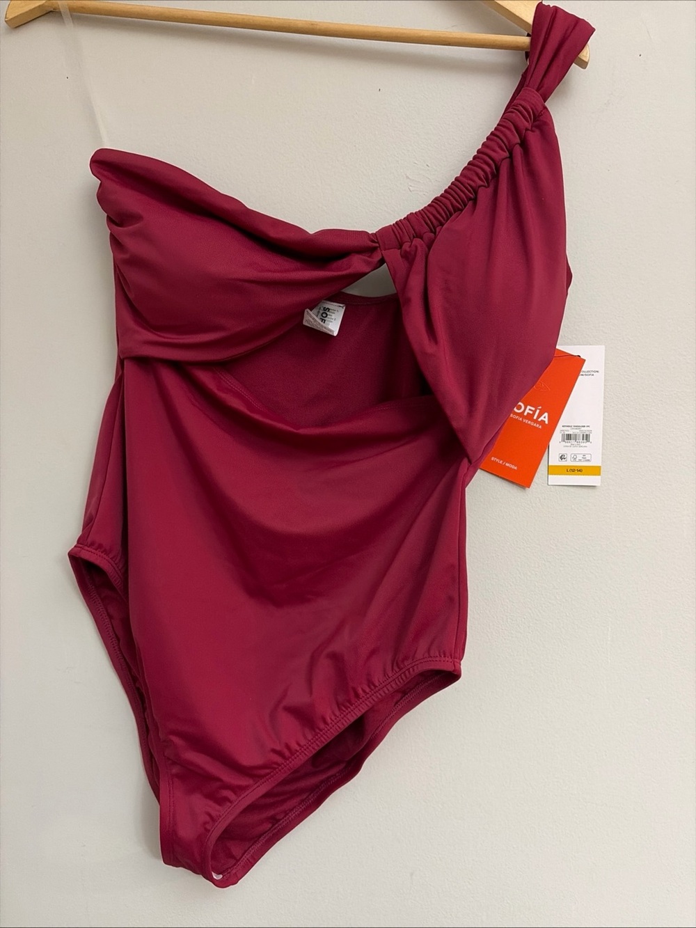 One-Shoulder burgundy one piece Swimsuit size L